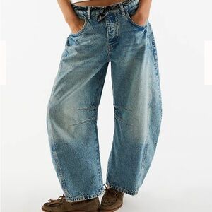 Free People Light Blue Barrel Denim Jeans